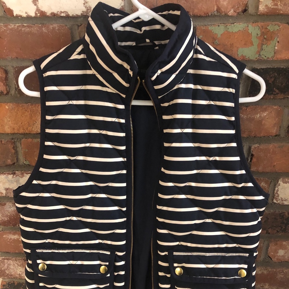 J. Crew Blue and White Striped Vest
